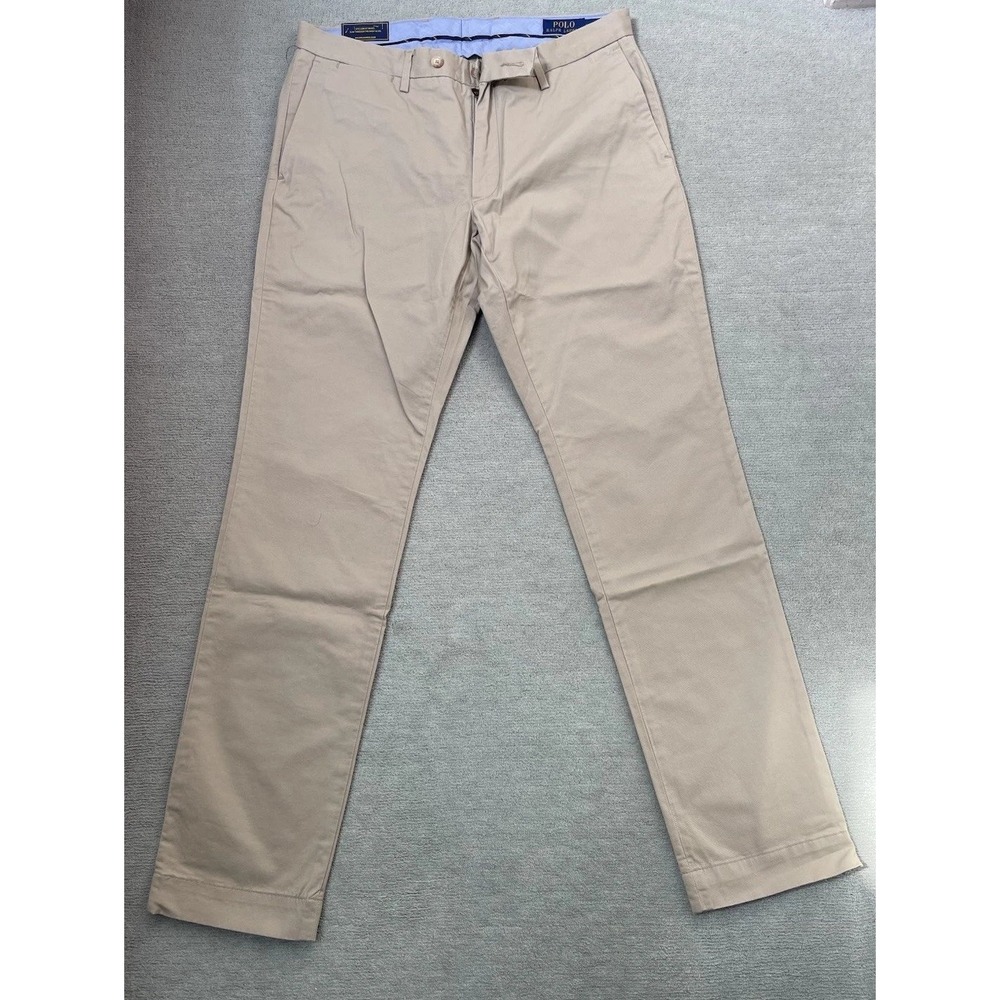 Polo Ralph Lauren Mens Stretch Slim Fit Chino Trousers Pants Khaki Tan 32x32 NWT